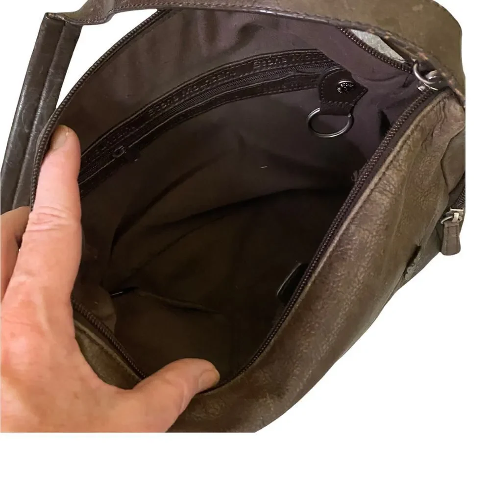 Vintage Stone Mountain Brown Leather Shoulder Bag